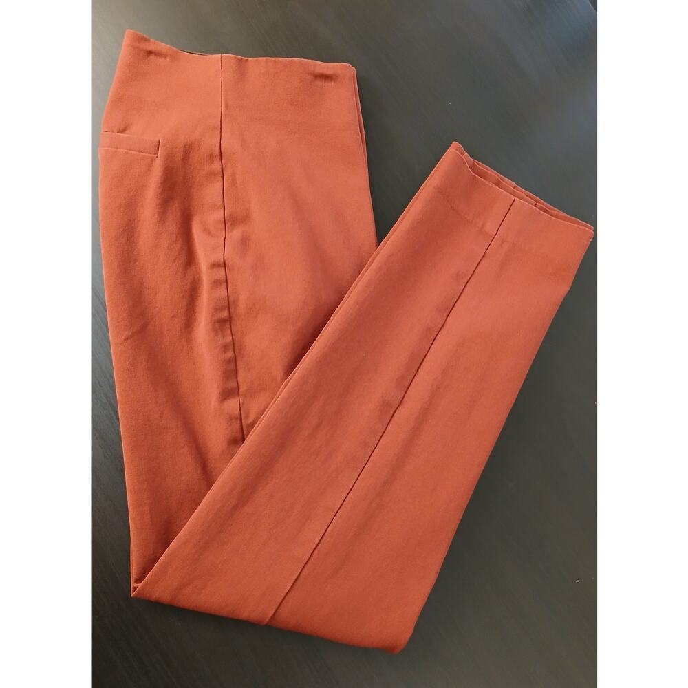 A New Day Slim Straight Leg Pintuck Ankle Pants 8 red-orange stretch high waist - Picture 13 of 14